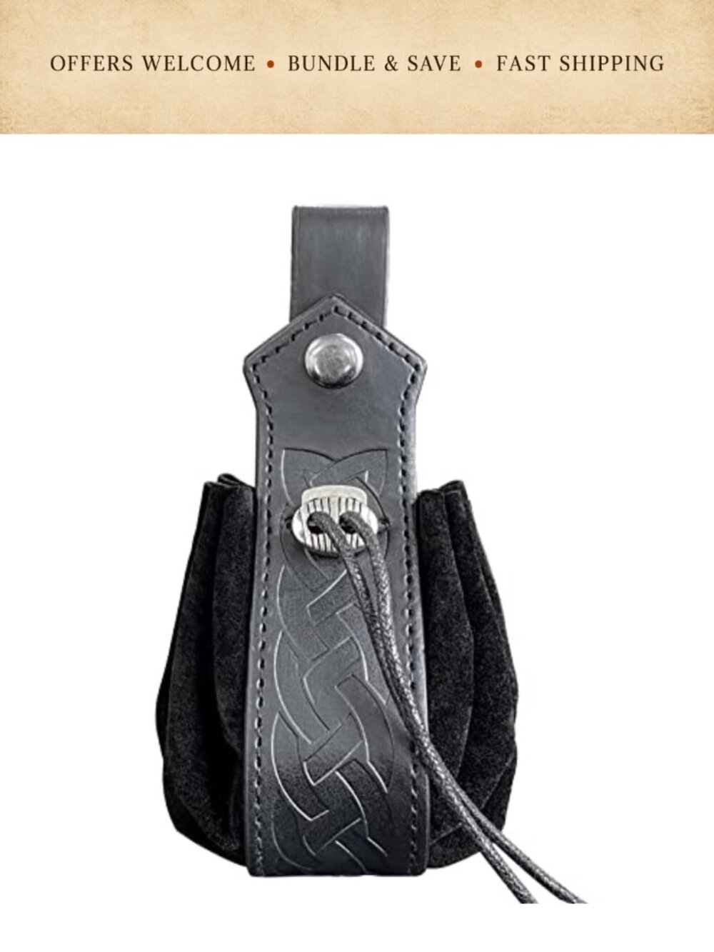 Medieval Faux Leather Belt Pouch Viking Drawstring Cosplay Fanny Pack